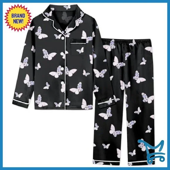 Women's Satin Pajama Set Long Sleeve Button-Down Sleepwear XXL - Picture 2 of 8